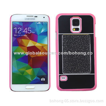 Spray-oil PC Past Wire Drawing Metal Piece + Retro Flower Pattern Piece Cases for Samsung S5, RoHS
